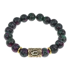 Браслет с руной Уруз и синт. камнем Цоизит BSRF-13-22