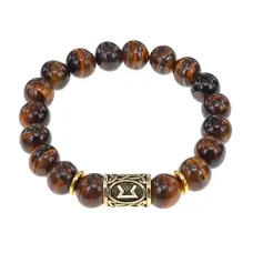 Браслет с руной Перт и нат. камнем Тигровый глаз BSRF-14-19