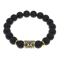 Браслет с руной Перт и синт.камнем Шунгит BSRF-14-24