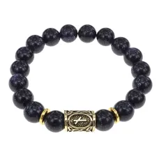 Браслет с руной Наутиз и синт. камнем Синий авантюрин BSRF-15-02
