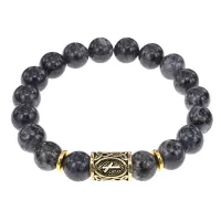 Браслет с руной Наутиз и нат.камнем Лабрадор BSRF-15-08