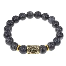 Браслет с руной Наутиз и нат.камнем Лабрадор BSRF-15-08