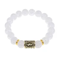 Браслет с руной Наутиз и синт. камнем Сахарный кварц BSRF-15-16