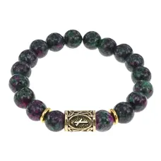 Браслет с руной Наутиз и синт. камнем Цоизит BSRF-15-22