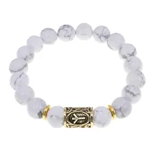 Браслет с руной Альгиз и нат. камнем Кахолонг BSRF-16-07