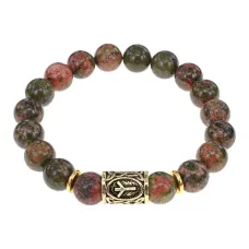 Браслет с руной Альгиз и нат.камнем Унакит BSRF-16-20