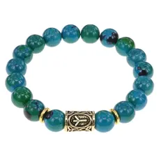 Браслет с руной Альгиз и синт.камнем Хризоколла BSRF-16-21