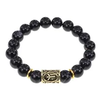 Браслет с руной Альгиз и нат.камнем Черный агат BSRF-16-23