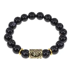Браслет с руной Альгиз и нат.камнем Черный агат BSRF-16-23