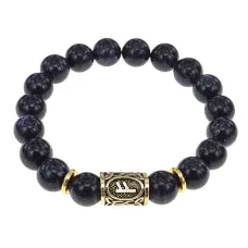 Браслет с руной Феху и синт.камнем Синий авантюрин BSRF-17-02