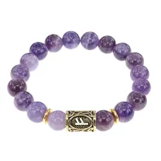 Браслет с руной Феху и нат.камнем Аметист BSRF-17-03