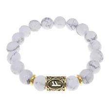 Браслет с руной Феху и нат.камнем Кахолонг BSRF-17-07