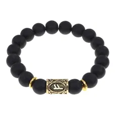 Браслет с руной Феху и синтетическим камнем Шунгит BSRF-17-24