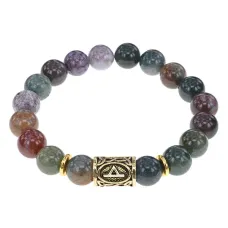 Браслет с руной Феху и нат.камнем Яшма BSRF-17-25