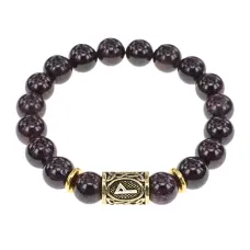 Браслет с руной Вуньо и нат.камнем Гранат BSRF-18-06