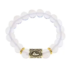 Браслет с руной Вуньо и синт.камнем Лунный камень BSRF-18-11
