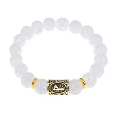 Браслет с руной Вуньо и синт.камнем Сахарный кварц BSRF-18-16