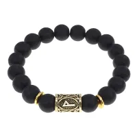 Браслет с руной Вуньо и синт. камнем Шунгит BSRF-18-24