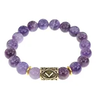Браслет с руной Кеназ и нат. камнем Аметист BSRF-19-03