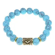 Браслет с руной Кеназ и синт.камнем Бирюза BSRF-19-05