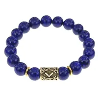 Браслет с руной Кеназ и нат. камнем Лазурит BSRF-19-10