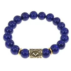 Браслет с руной Кеназ и нат. камнем Лазурит BSRF-19-10