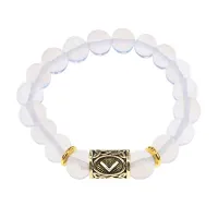 Браслет с руной Кеназ и синт.камнем Лунный камень BSRF-19-11