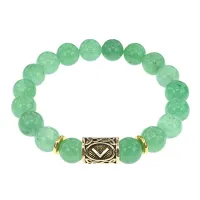 Браслет с руной Кеназ и нат.камнем Нефрит BSRF-19-13