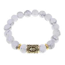Браслет с руной Тейваз и нат.камнем Кахолонг BSRF-20-07
