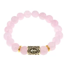 Браслет с руной Тейваз и нат.камнем Розовый кварц BSRF-20-15