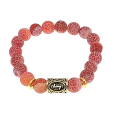 Браслет с руной Эйваз и нат.камнем Африканский агат BSRF-22-04