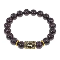 Браслет с руной Эйваз и нат. камнем Гранат BSRF-22-06