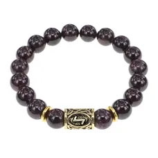 Браслет с руной Эйваз и нат. камнем Гранат BSRF-22-06