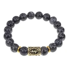 Браслет с руной Эйваз и нат. камнем Лабрадор BSRF-22-08