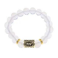 Браслет с руной Эйваз и синт. камнем Лунный камень BSRF-22-11