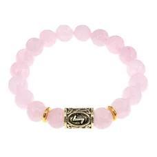 Браслет с руной Эйваз и нат. камнем Розовый кварц BSRF-22-15