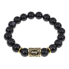Браслет с руной Эйваз и нат.камнем Черный агат BSRF-22-23