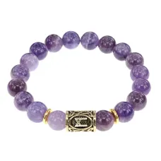 Браслет с руной Манназ и нат.камнем Аметист BSRF-23-03