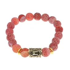 Браслет с руной Манназ и нат.камнем Африканский агат BSRF-23-04