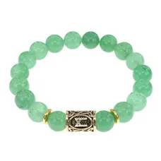 Браслет с руной Манназ и нат. камнем Нефрит BSRF-23-13