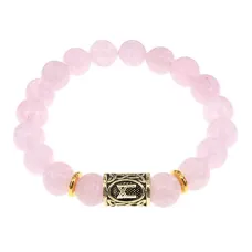 Браслет с руной Манназ и нат.камнем Розовый кварц BSRF-23-15