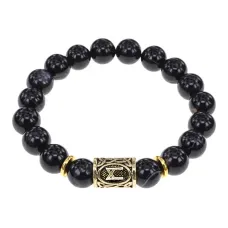 Браслет с руной Манназ и нат.камнем Черный агат BSRF-23-23