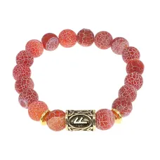 Браслет с руной Ансуз и нат.камнем Африканский агат BSRF-24-04