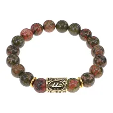 Браслет с руной Ансуз и нат.камнем Унакит BSRF-24-20