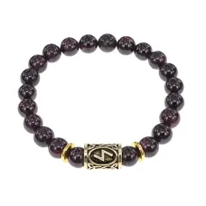 Браслет с руной Соулу и нат.камнем Гранат BSRG-01-06