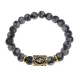 Браслет с руной Соулу и нат.камнем Снежный обсидиан BSRG-01-14