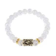 Браслет с руной Соулу и синт.камнем Сахарный кварц BSRG-01-16