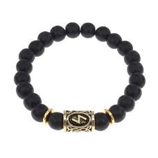 Браслет с руной Соулу и синт.камнем Шунгит BSRG-01-24