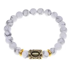 Браслет с руной Иса и нат.камнем Кахолонг BSRG-02-07