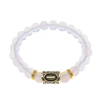 Браслет с руной Иса и синт. камнем Лунный камень BSRG-02-11